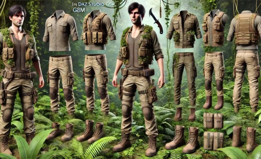 Daz Studio G8M Jungle Clothes' salient features